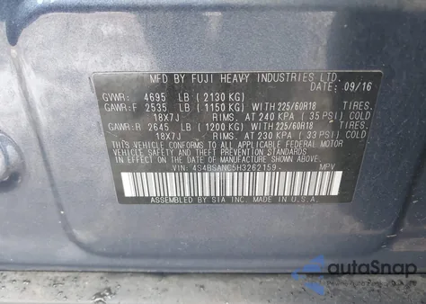 2017 Subaru Outback 2.5I Limited from USA, damaged, VIN 4S4BSANC5H3262159